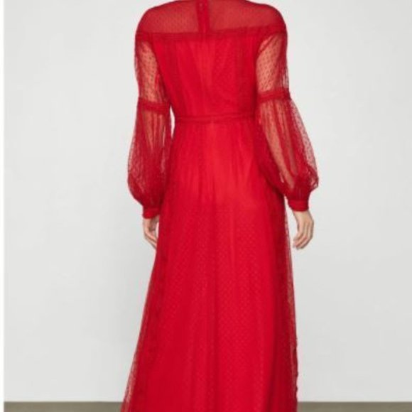 NWT BCBG MAXAZRIA Dotted Lace Blouson Gown Dress - Picture 2 of 4